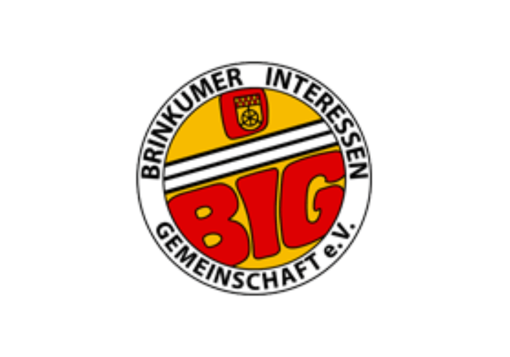 Logo der Brinkumer Interessengemeinschaft mit gelbem Kreis Schriftzug und kleinem Stadtwappen