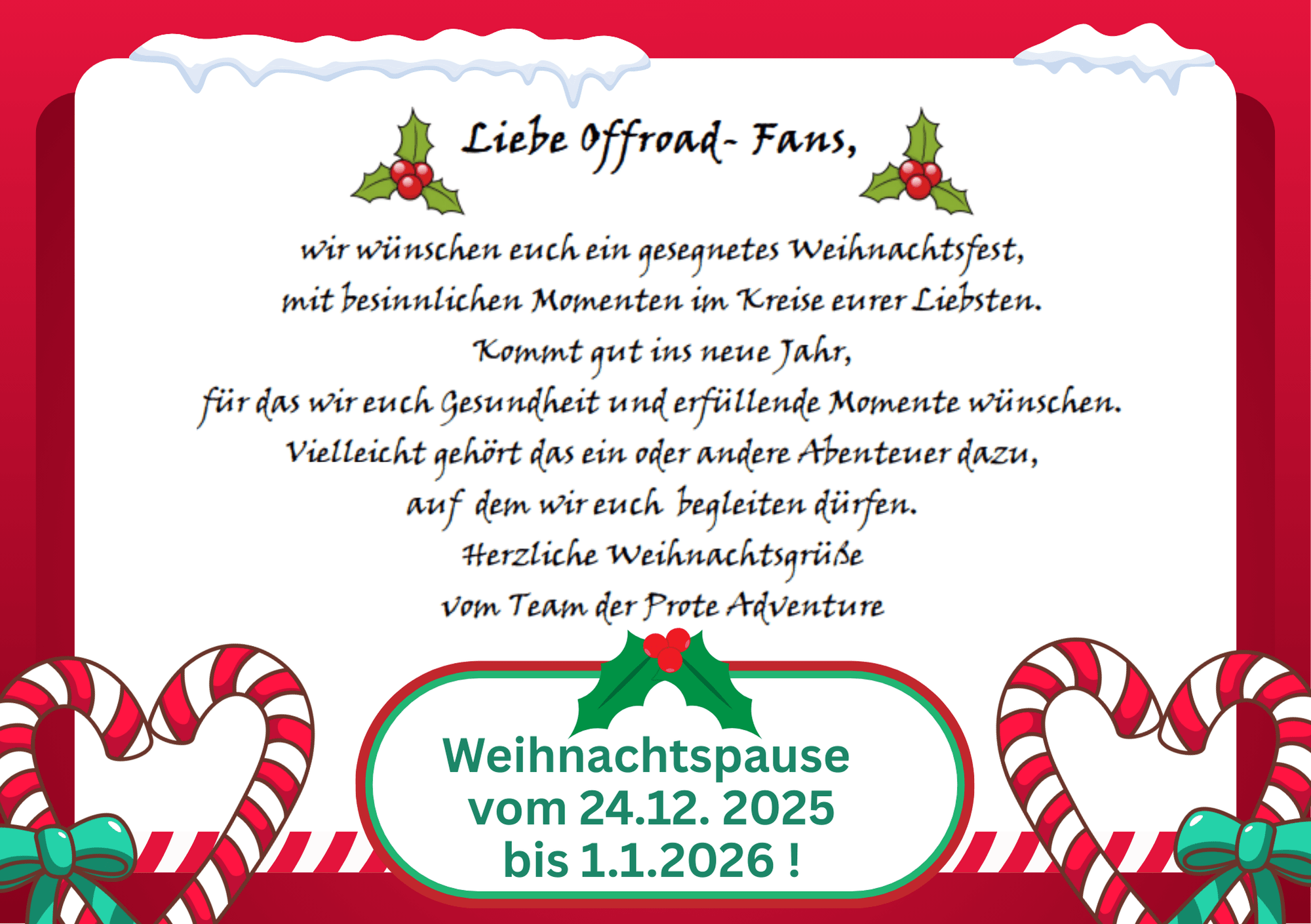 Weihnachtspause vom 2412 2025 bis 112026