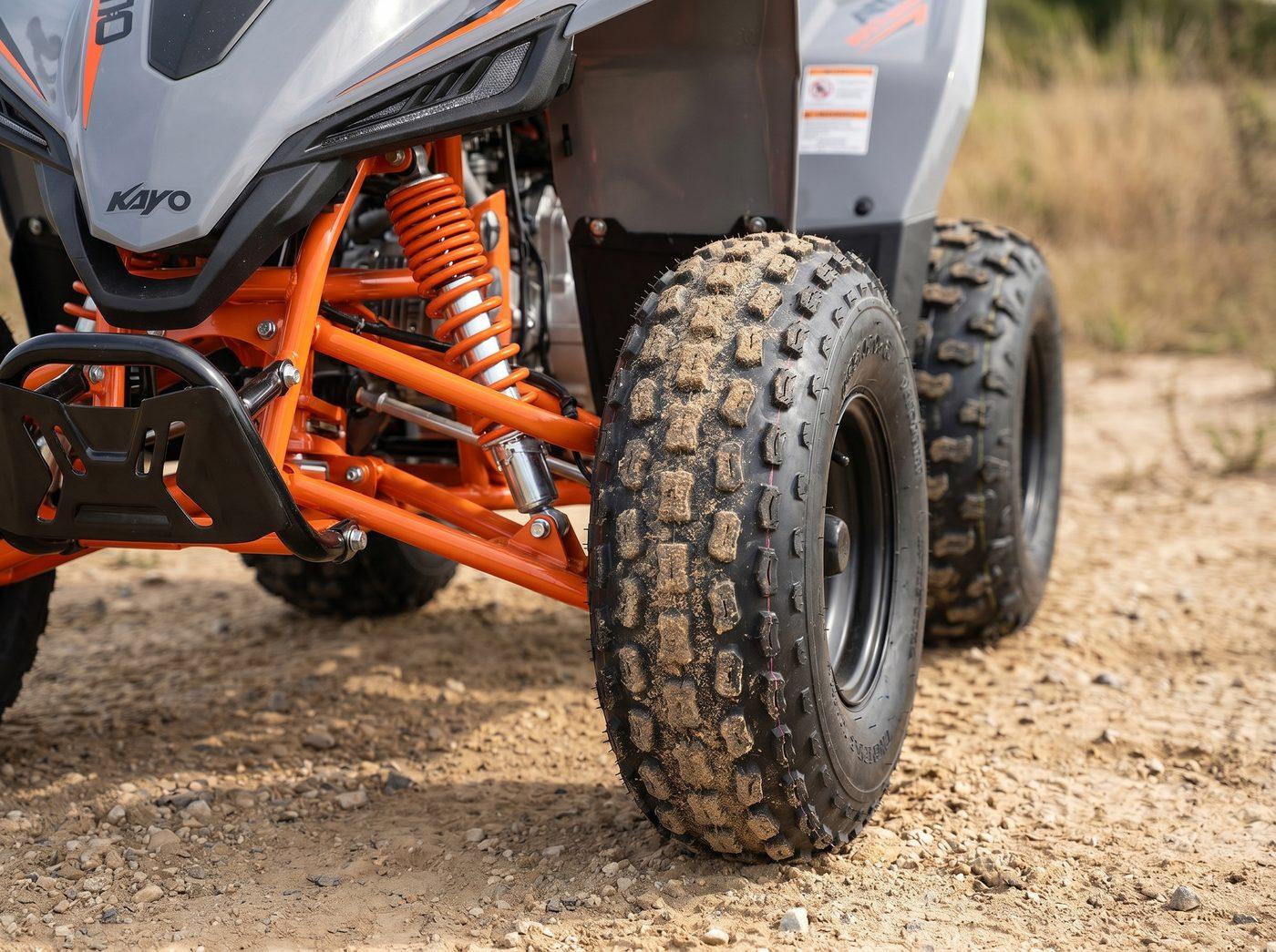 Detailansicht KAYO A125 PRO Kinderquad   Federung und Rahmen